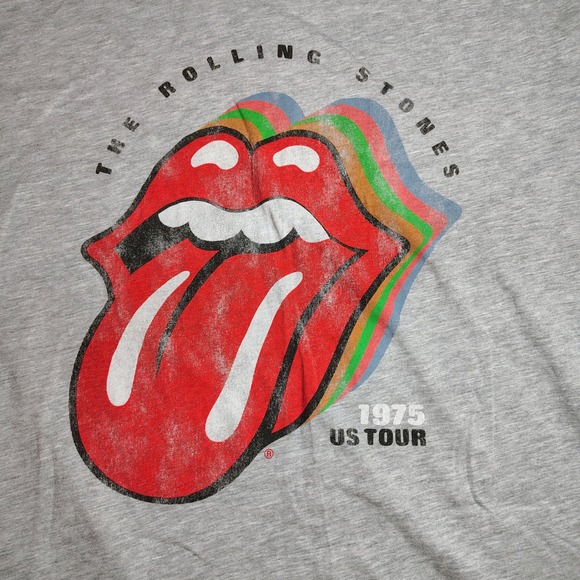 The Rolling Stones 1975 US Tour T Shirt XXL Gray Band Tee retro rock - Picture 2 of 6